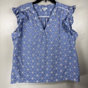 Sundance Blue Ruffle sleeves Eyelet Lace Women's Top SZ:XS